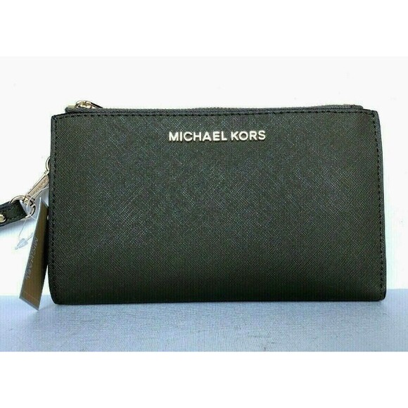 New Michael Kors Jet Set Travel Double Zip Wallet Leather Duffle - Picture 1 of 6
